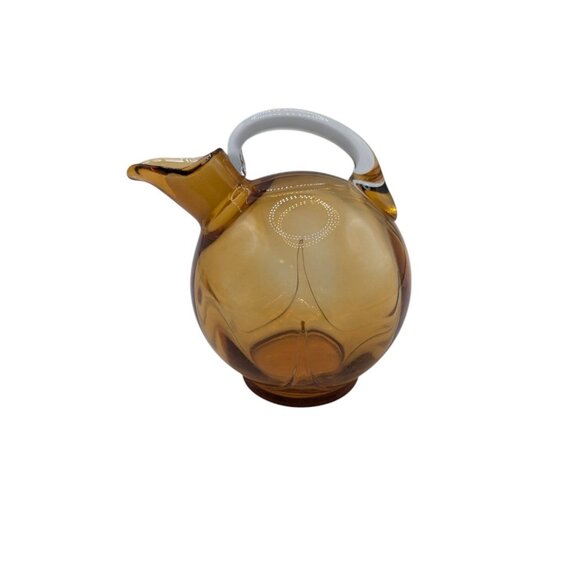 Vintage Cambridge Amber Tilt Ball Cordial 5” Pitcher w Clear Handle - Picture 7 of 8